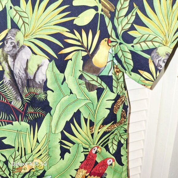 Woman's Aloha Republic Hawaiian Jungle Print Shirt L 100% Cotton Made In Hawaii - Picture 4 of 5